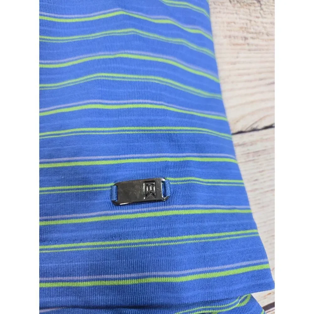 Tiger Woods Collection Polo Mens L Blue Striped Nike‎ Golf athletic performance